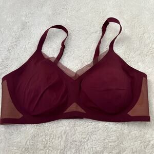 Honey Love Crossover Wireless Seamless Bra Womens Sz XL Burgundy Comfort Casual